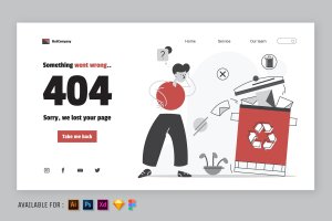 404错误状态主题Web着陆页矢量插画 404 Error Page – Web Illustration