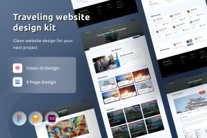 旅游网站UI设计工具包 Traveling Website Design Kit