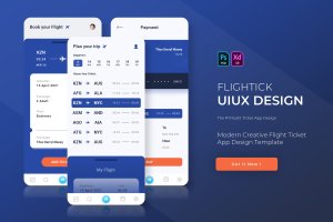 机票预订App用户界面设计模板 Flightick | App Template