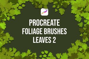 绿树树叶Procreate笔刷素材v2 Procreate Foliage Brushes – Leaves 2
