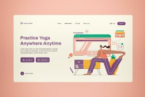 在线瑜伽教学网站着陆页设计模板 Online Yoga Landing Page Design