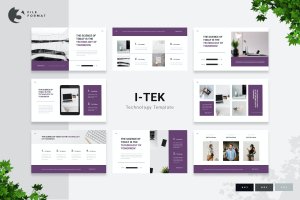 紫色商品宣传PowerPoint演示文稿模板 iTek – Technology Presentation Template
