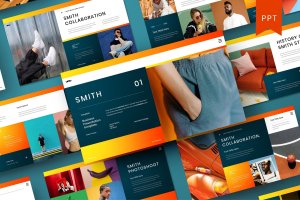 时尚彩色元素设计PowerPoint商务模板 Smith – Business PowerPoint Template
