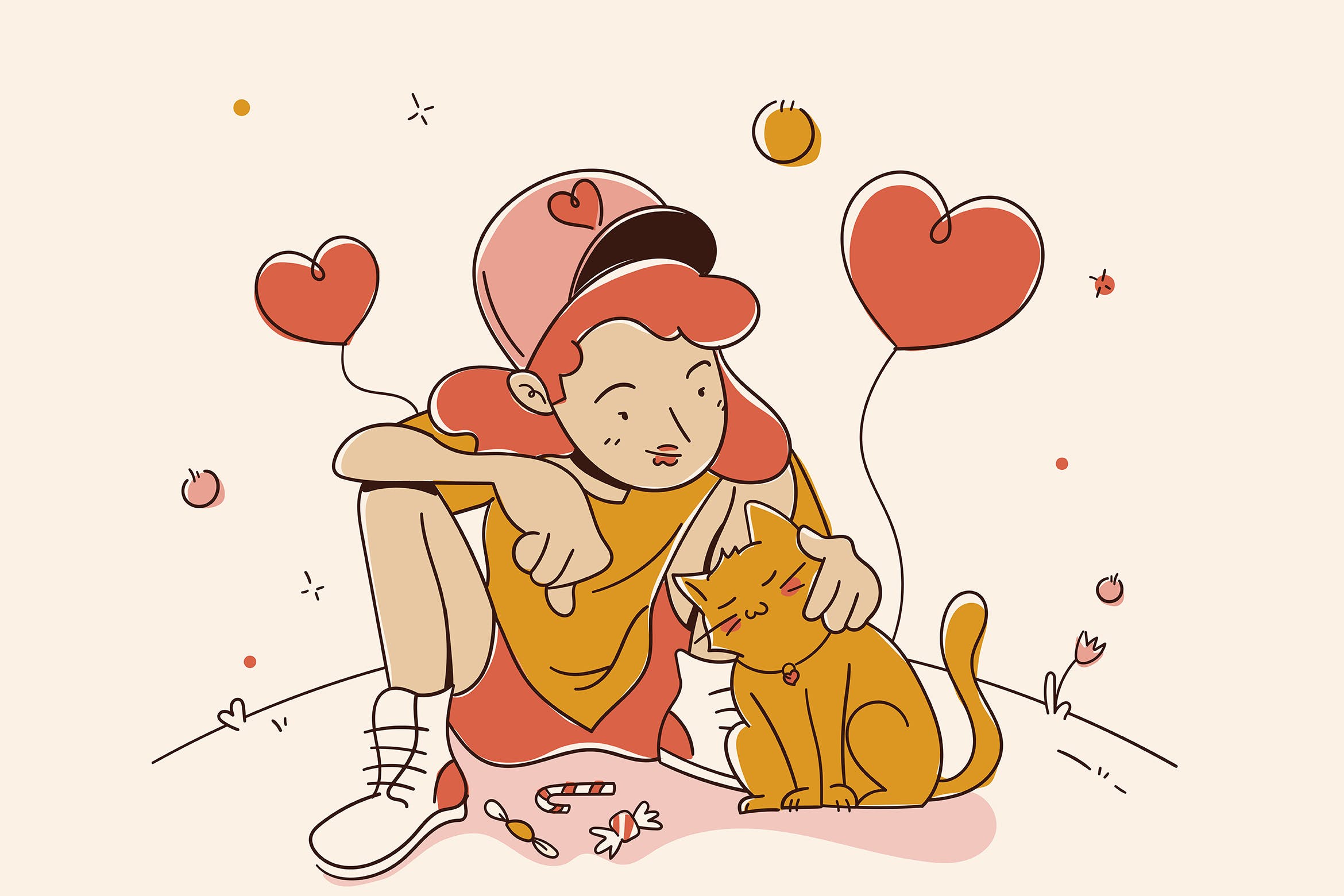 抱猫少女|插画|商业插画|黑猫吃糖 - 原创作品 - 站酷 (ZCOOL)