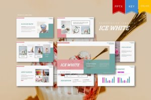 甜美冰淇淋美味冰棒PPT演讲模板 Ice White | Powerpoint, Keynote, Google Slides
