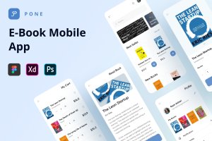 10款电子书移动App屏幕界面设计UI模板 Pone – E-Book Mobile App