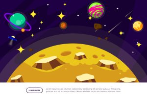 月球-太空场景插画矢量素材 Moon – Space Illustration Scene
