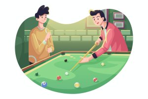 桌球运动场景矢量插画 Billiard Pool Illustration
