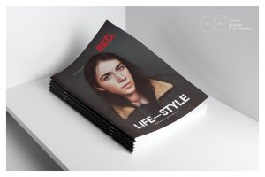 红色时尚杂志排版设计模板 RED Magazine