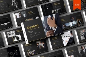 暗黑豪华风格企业PPT创意模板 Dexton – Business PowerPoint Template