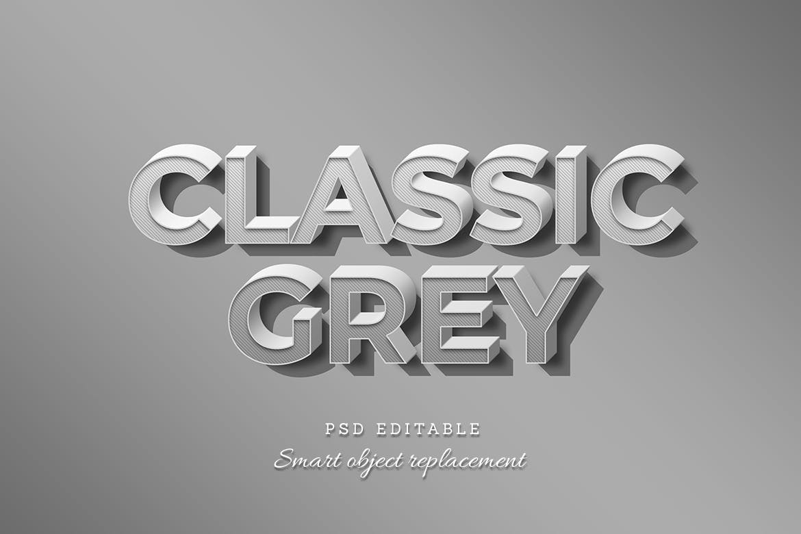 经典灰色文字效果ps图层样式 Classic Grey Text Effect – 设计小咖