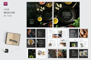 方形美食食品杂志设计模板 Coma Square Food Magazine