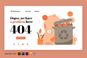 404错误主题Web着陆页矢量插画 404 Page Erorr – Web Illustration