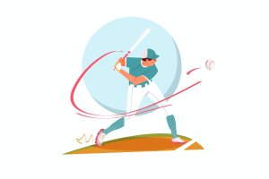 棒球运动矢量插画素材 Baseball player illustration