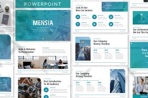 简约风格商业服务推广PPT幻灯片设计模板 Mensia – Business Powerpoint Template