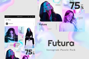 全息渐变时尚设计Instagram拼图模板套装v6 Futura – Instagram Puzzle Pack