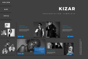 时尚服装品牌推广PPT/Keynote/谷歌幻灯片三合一模板 Kizar – Presentation Template