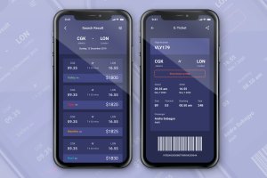 机票预订App应用屏幕页面设计模板 Flight Booking Ticket App Screen