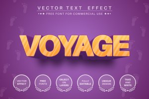3D立体横线纹理文本图层样式 Sunset voyage – editable text effect,  font style
