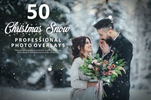 50个圣诞雪花照片叠层背景素材v2 50 Christmas Snow Photo Overlays – Vol 2