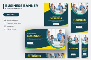 企业合作服务谷歌广告Banner设计模板 Business Google Adwords Banner Template