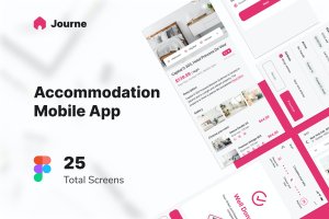 旅行和住宿移动App应用程序Figma UI 套件 Journe Accommodation Mobile UI kit Figma