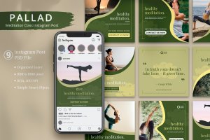 冥想瑜伽Instagram贴图设计模板 Pallad – Meditation Class Instagram Post