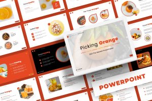 橙子水果制品PPT幻灯片模板 Picking Orange – Powerpoint Template