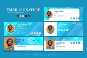 商务蓝色电子邮件签名模板 Business Blue – Email Signature