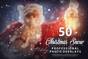 50个圣诞雪花照片叠层背景素材v1 50 Christmas Snow Photo Overlays – Vol 1