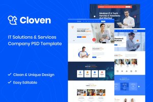 IT解决方案和服务网站设计PSD模板 Cloven – IT Solutions And Services PSD Template