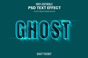 幽灵风格3D文字特效[PSD] Ghost 3D Text Effect PSD