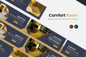 豪华酒店Facebook封面广告Banner设计素材 Comfort Rooms Facebook Cover