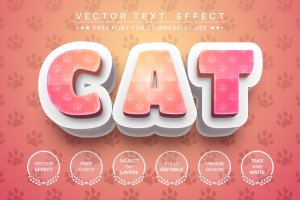 可爱动物狗狗足迹3D文本样式 Animal footprint – editable text effect