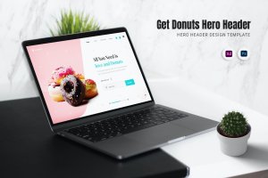 甜甜圈食品网站巨无霸Header设计模板 Get Donuts Hero Header