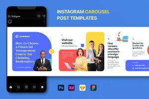 创意商业在线课程网络研讨会Instagram轮播图模板 Instagram Carousel