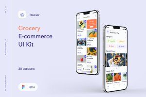 水果蔬菜商店电子商务App用户界面设计UI套件 Gocier – Grocery E-commerce UI Kit