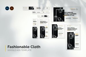 时尚服装谷歌广告图设计模板 Fashionable Cloth – Google Ads Design Template