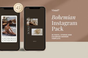 波西米亚极简风Instagram模板素材 Bohemian – Instagram Pack