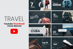 旅游频道YouTube缩略图模板 Travel YouTube Thumbnail Template