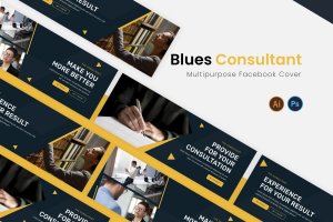 高级顾问Facebook封面广告Banner设计素材 Blues Consultant Facebook Cover