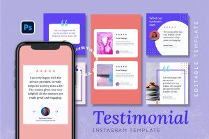 评级评论Instagram故事&帖子设计模板 Testimonial Instagram Stories and Post
