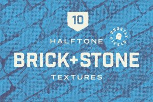 半色调砖墙&石墙纹理 Halftone Brick & Stone Wall Textures