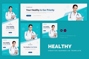 健康医疗谷歌广告Banner模板 Healthy Corp Google Ads