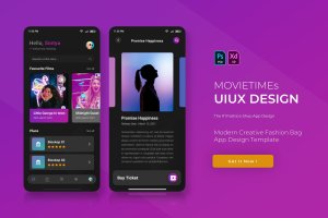 影视App屏幕页面设计模板 Movietime | App Template