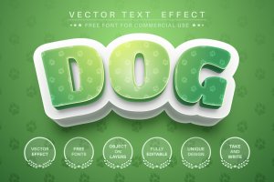 3D水晶效果狗狗脚印纹理字体样式 Dog footprint – editable text effect,  font style