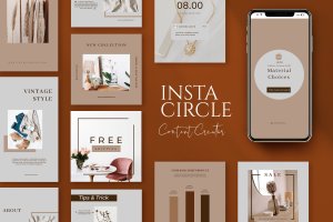 简约风格品牌宣传Instagram贴图素材 Circle Instagram Creator