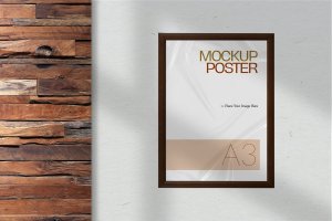 A3尺寸木框海报样机 A3 Poster Mockup