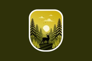 森林小鹿矢量插画 Deer with nature in the wood