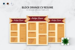 方块式橙色求职简历模板 Block Oranges CV Resume